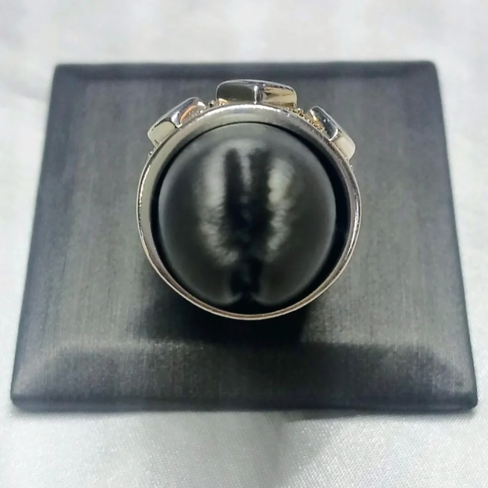 Sterling Silver 925, Black Onyx, and Zircon Ring.  Size 8 - Picture 6 of 9